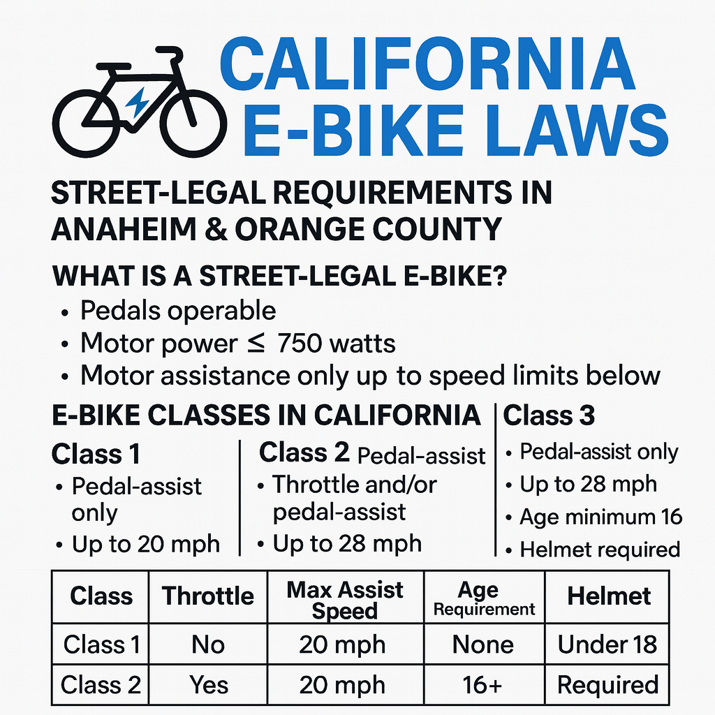 California E-Bike Laws: What’s Street Legal for Riders in Anaheim & Orange County
