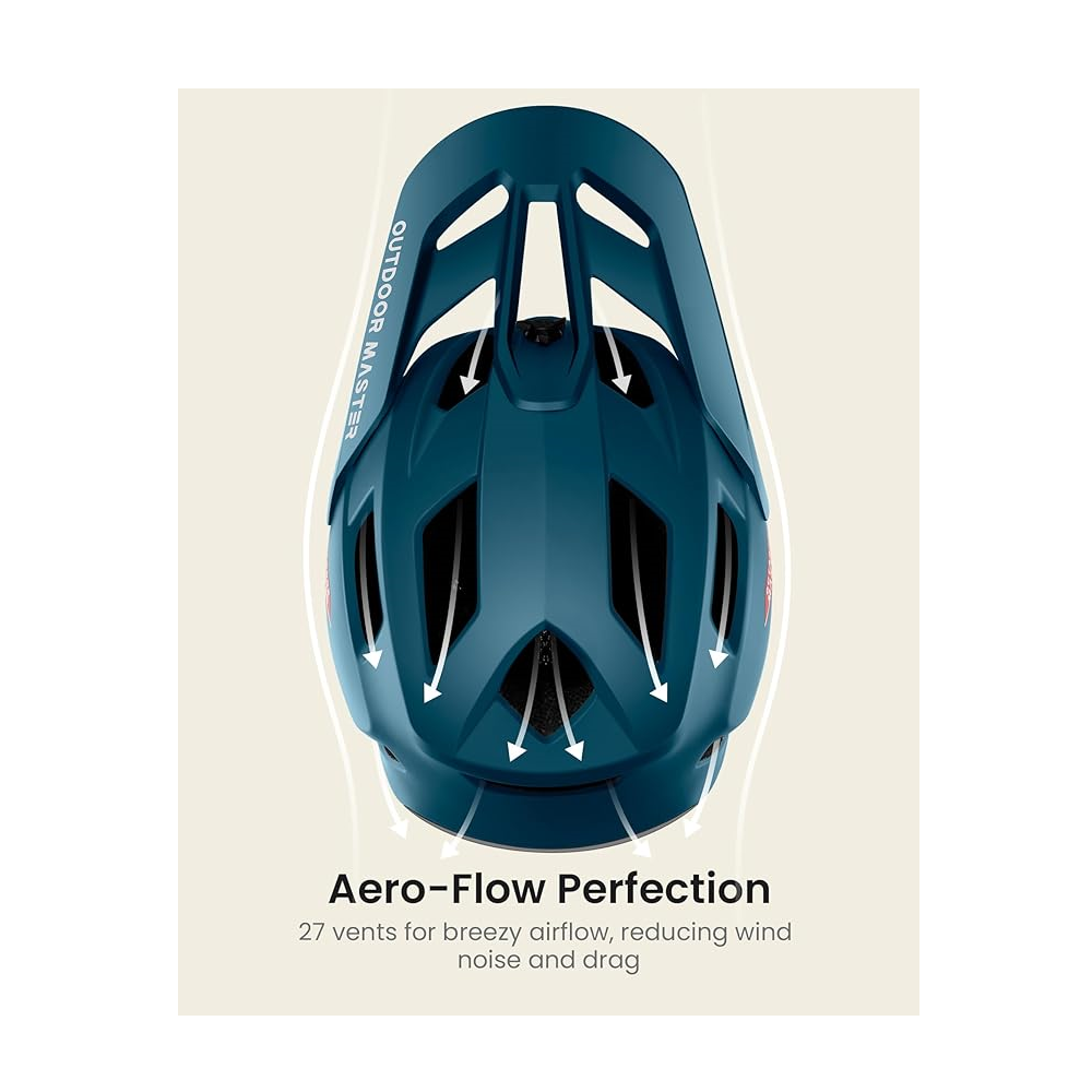 OutdoorMaster Full Face Mountain Bike Helmet for Men & Women-Two Removable Chin Pad Mountain Bike Helmet Grizzly, Ventilation Lightweight Racing